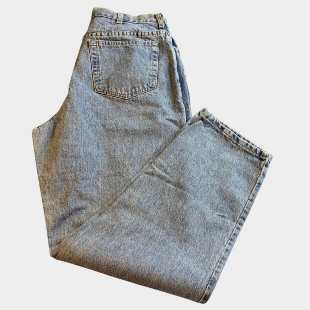Lands End Vintage Womens 16 Regular Light Wash High Rise Straight Leg Jeans Blue
